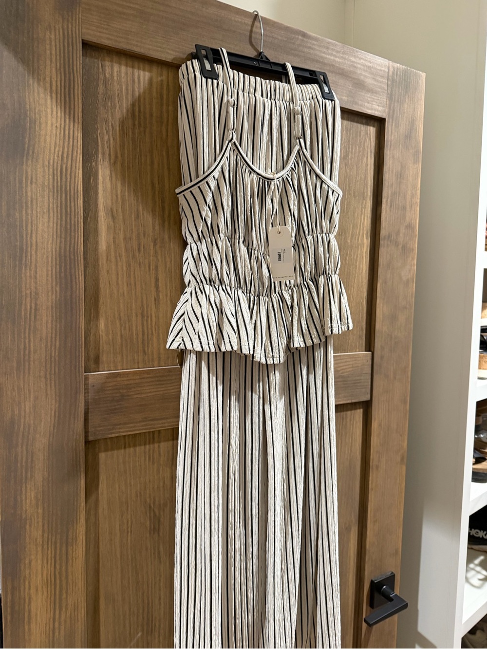 Women's Striped Wide-Leg Jumpsuit - Cream/Black